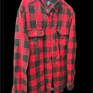 George men’s red and Black Plaid Flannel Shirt